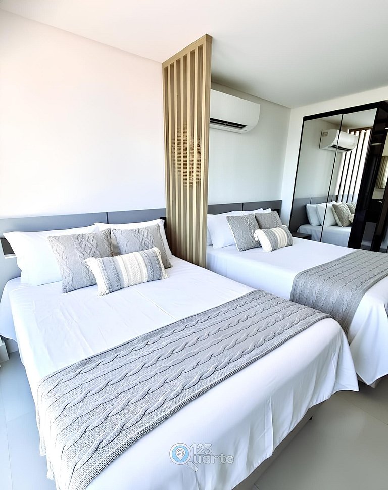 Flat Beira-Mar no Bessa 2 Camas | 123Quarto #GS318