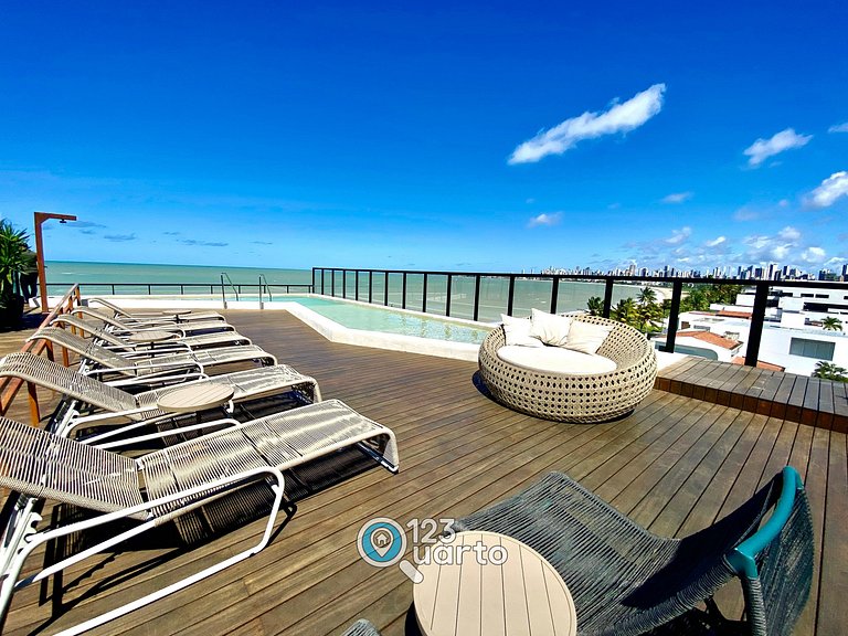 Flat Vista Mar com Varanda | 123Quarto #XR306