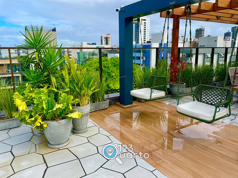 Apto Com Varanda Vista Mar| 123Quarto #GS402