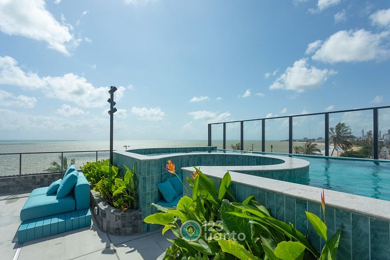 Apto Luxo | Vista Mar + Hidro Aquecida no Rooftop