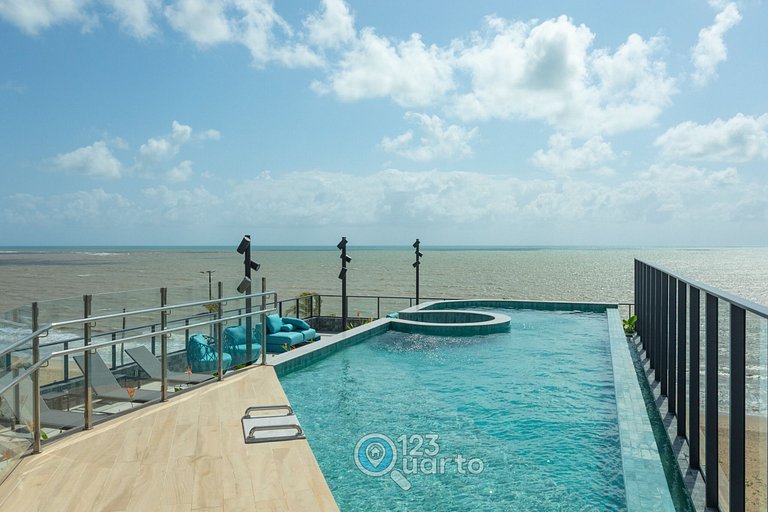 Apto Luxo | Vista Mar + Hidro Aquecida no Rooftop