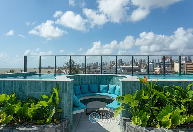 Apto Luxo | Vista Mar + Hidro Aquecida no Rooftop