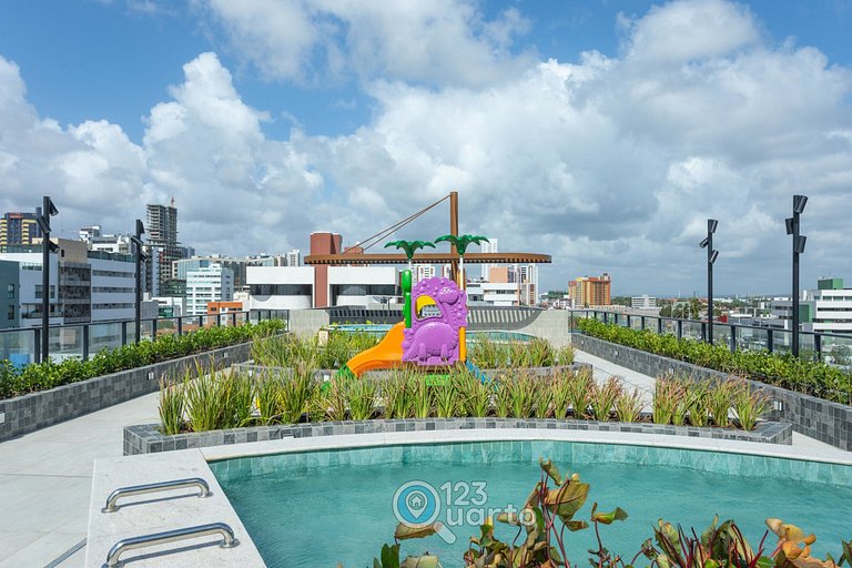 Apto Luxo | Vista Mar + Hidro Aquecida no Rooftop