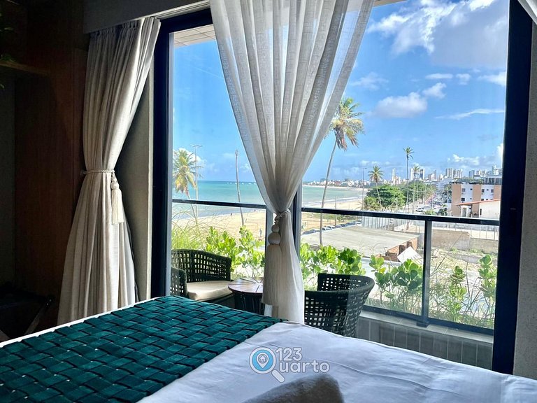 Apto Luxo | Vista Mar + Hidro Aquecida no Rooftop